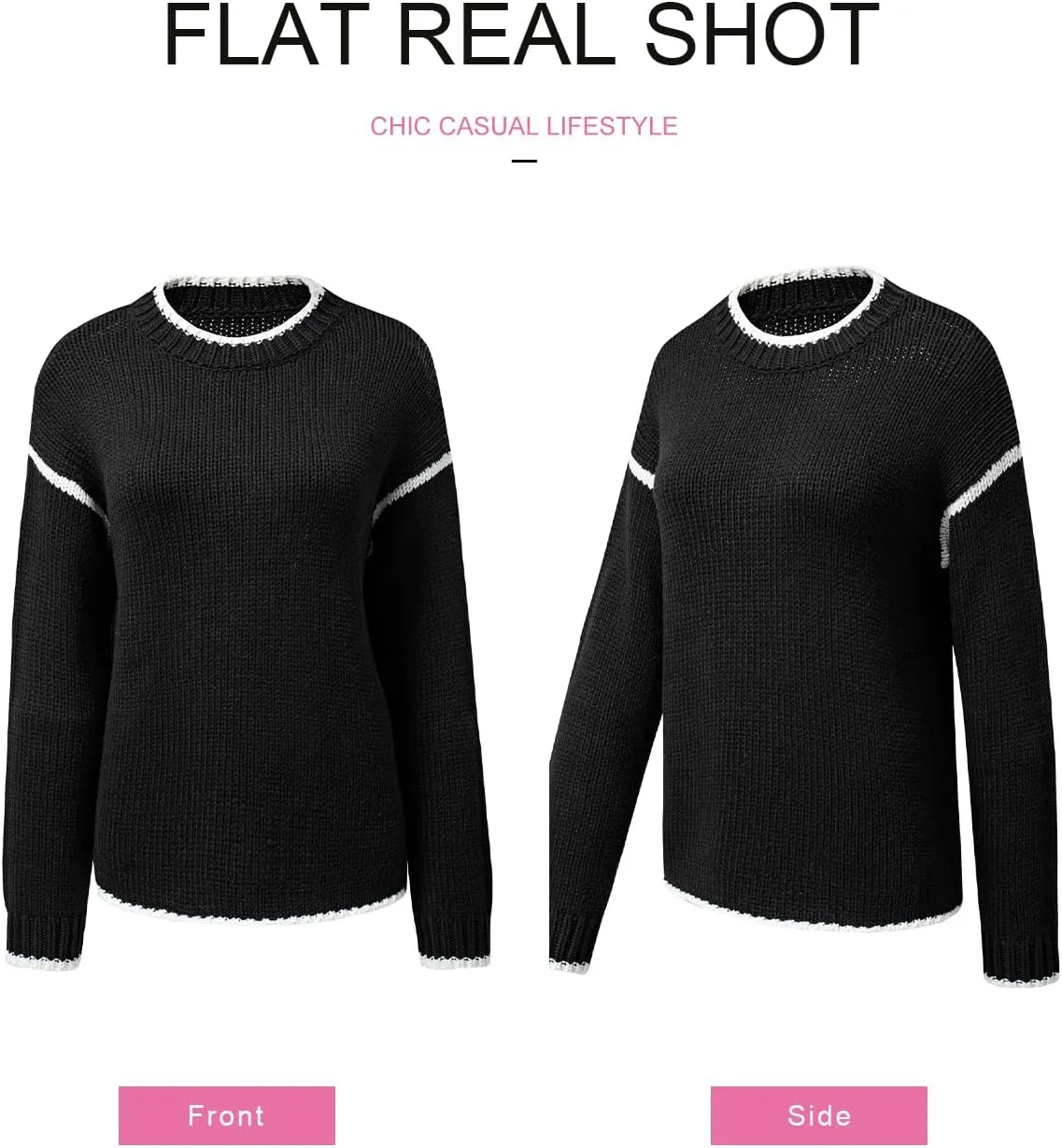 SHEWIN Womens Sweaters Crewneck Long Sleeve Knit Pullover Sweater Casual Fall Tops for Women 2024