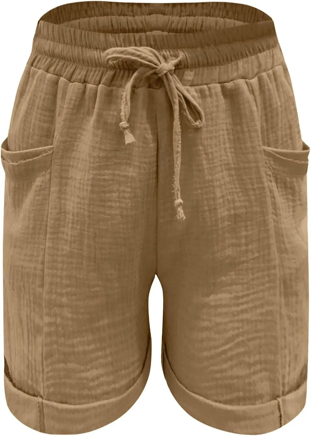 Shorts for Women Casual Summer Wide Leg Loose Fit High Waisted Elastic Lightweight Drawstring Comfy with Pockets