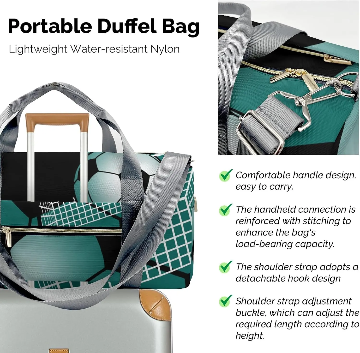 Soccer Ball Gym Hunter Duffle Bag for Travel, Weekender Bag with Shoe Compartment, Carry On Overnight Bag Gym Bag Hospital Bags