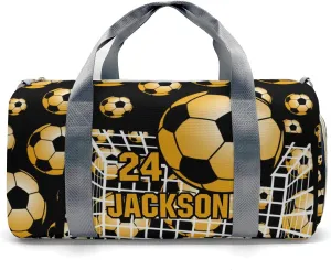 Soccer Ball Player Team Waterproof Travel Duffel Bag for Men and Women with Shoe Compartment