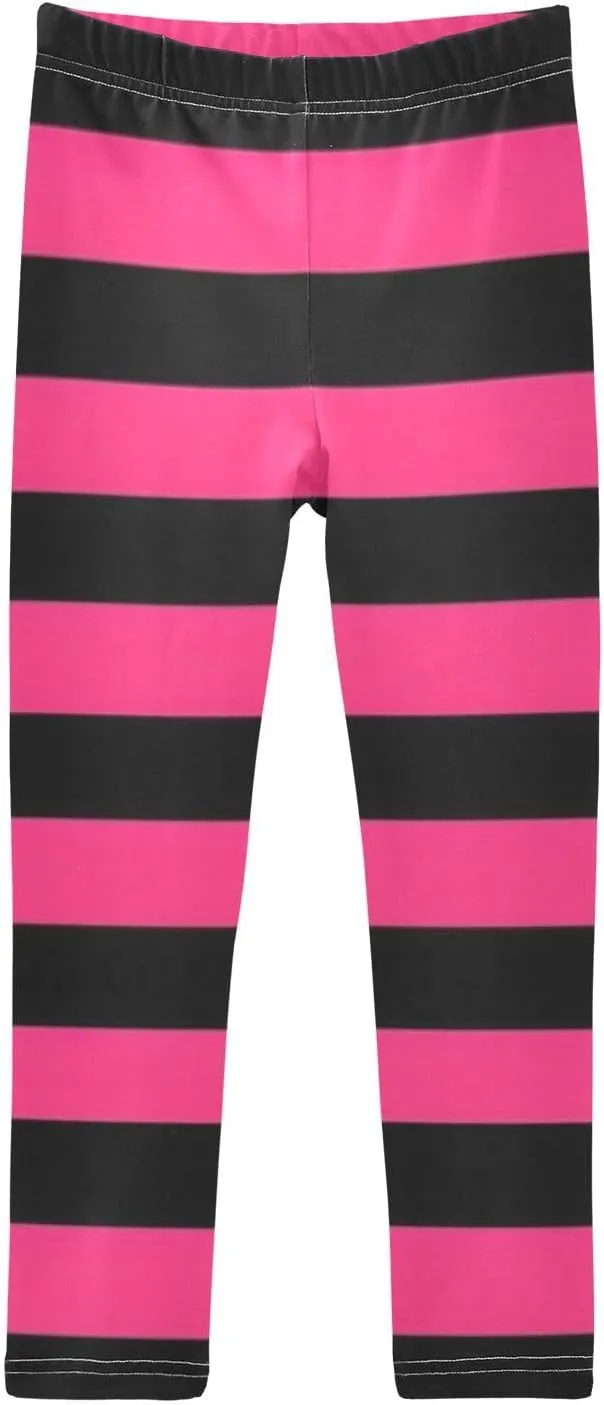 Striped Leggings for Girls Yoga Dance Pants Stretch High Waisted Ankle Length Tights Kids Leggings