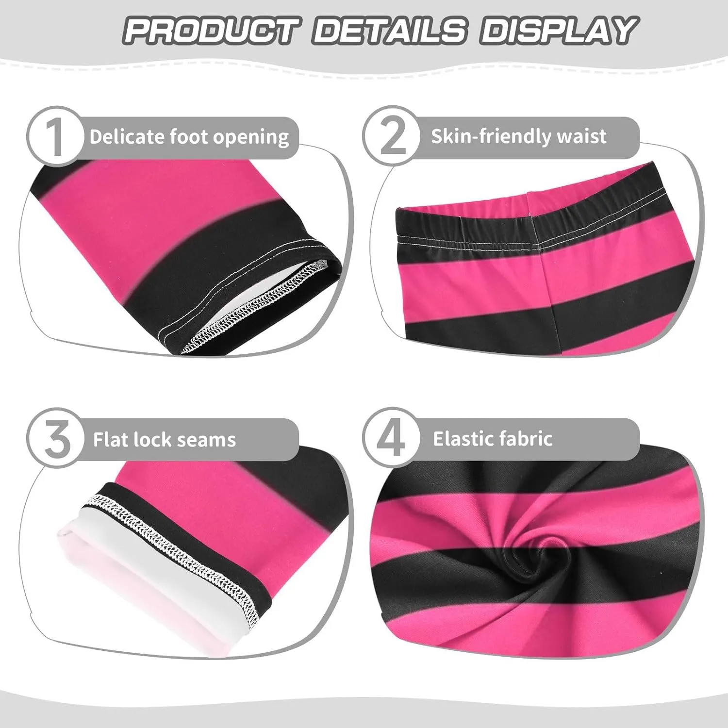 Striped Leggings for Girls Yoga Dance Pants Stretch High Waisted Ankle Length Tights Kids Leggings