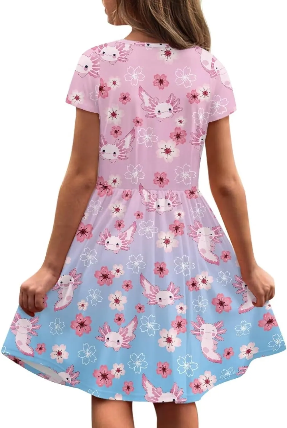 Summer Knee-Length Dresses for Girls 2-14 Years Old Machine Washable and Wrinkle-Resistant