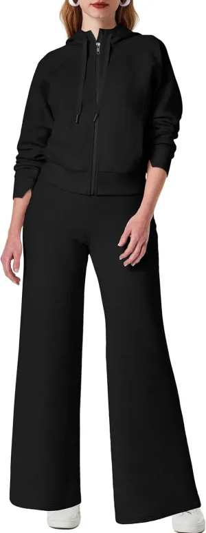 SuperPrity Women 2 Piece Outfits Sweatsuits 2024 Fall Zip Up Hoodie Sweatshirt Sweatpants Tracksuit Matching Sweat Lounge Set