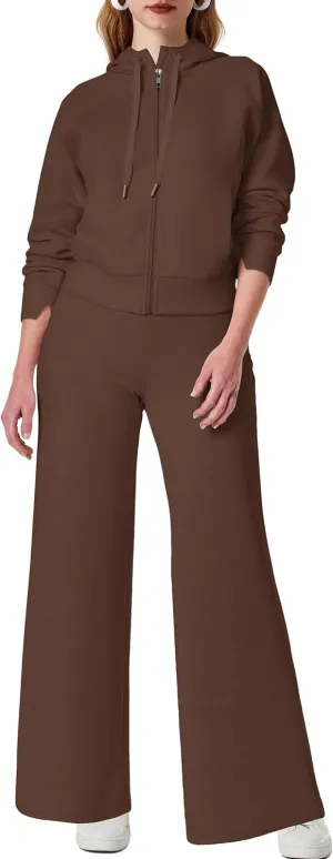 SuperPrity Women 2 Piece Outfits Sweatsuits 2024 Fall Zip Up Hoodie Sweatshirt Sweatpants Tracksuit Matching Sweat Lounge Set