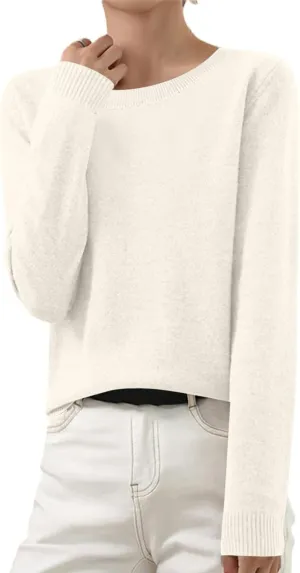Sweaters for Women Trendy Crewneck Knit Long Sleeve Sweater Loose Fit Casual Solid Warm Soft Pullover Winter Tops