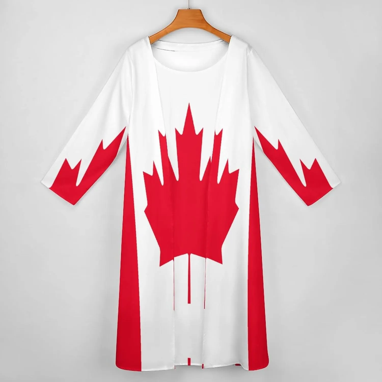 TAIZIYEAH Dress Suit Canada Flag Women's Summer Casual Loose Dress Long Dress Short Sleeve for Girls Fashion Skirts L
