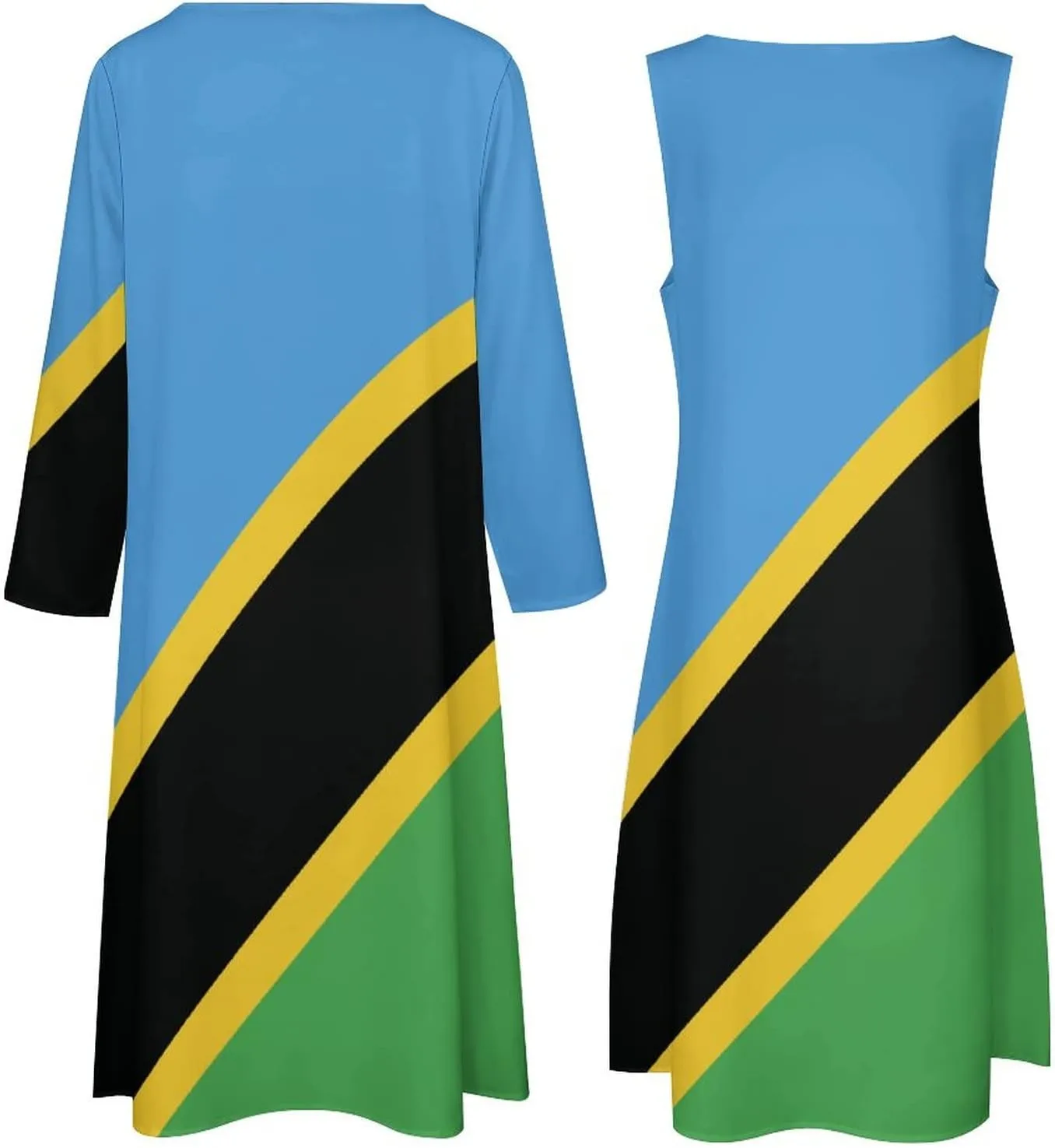 TAIZIYEAH Dress Suit Elegant Casual Long Dress Tanzania Flag Girls Summer Sunshine Beach Skirts for Womens XL