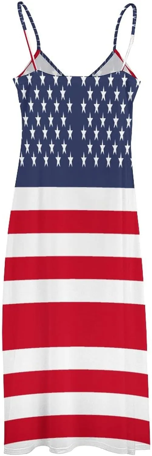 TAIZIYEAH Long Dress American Flag Women's Summer Casual Loose Dress Long Dress Short Sleeve for Girls Fashion Skirts 3XL
