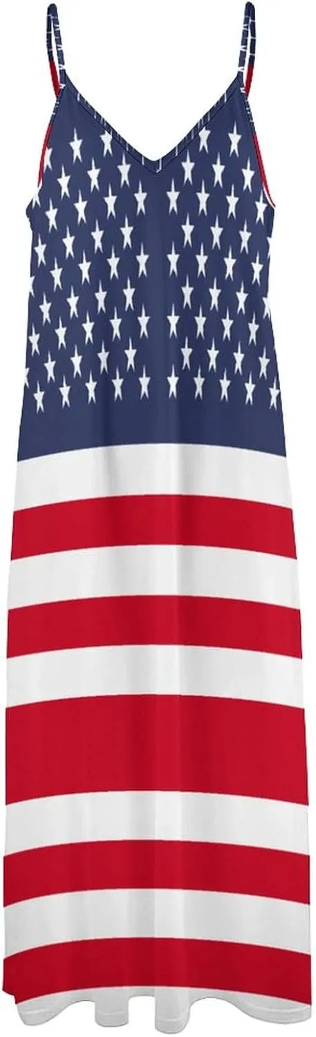 TAIZIYEAH Long Dress American Flag Women's Summer Casual Loose Dress Long Dress Short Sleeve for Girls Fashion Skirts 3XL