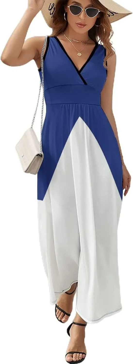 TAIZIYEAH Sleeveless Dress Finland Flag Women's Summer Casual Loose Dress Long Dress Short Sleeve for Girls Fashion Skirts L