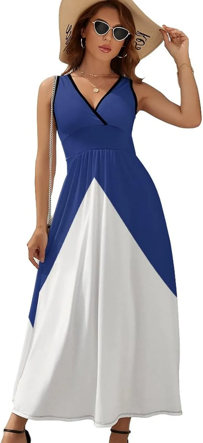 TAIZIYEAH Sleeveless Dress Finland Flag Women's Summer Casual Loose Dress Long Dress Short Sleeve for Girls Fashion Skirts L