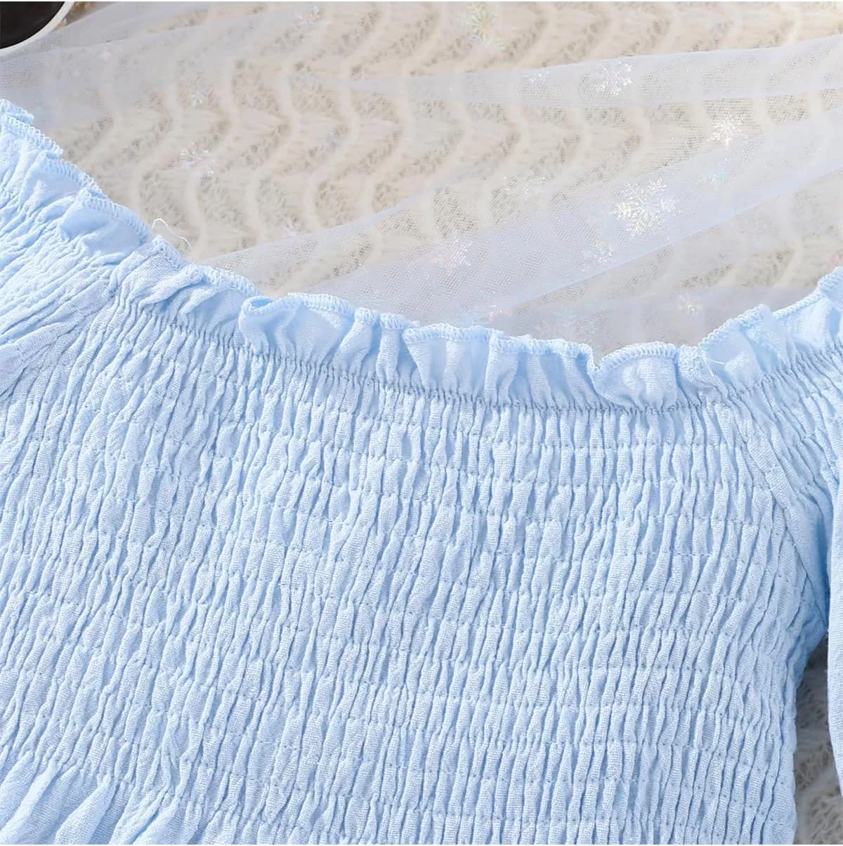 Tkria Girl Dress Spring Summer Square Neck Lantern Long Sleeve Toddler Dresses Size 3-7T