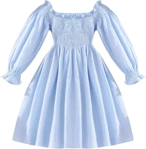 Tkria Girl Dress Spring Summer Square Neck Lantern Long Sleeve Toddler Dresses Size 3-7T