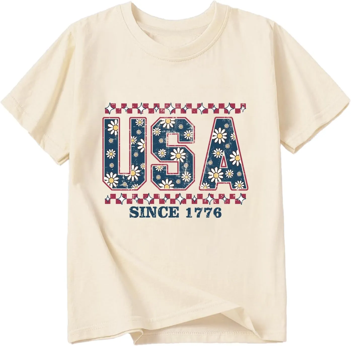 Toddler Girl American Flag Shirt 4th of July Tshirt Cotton Short Sleeve Tees 2-12 Years