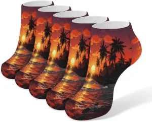 Tropical Sunset 5 Pairs Ankle Socks Comfort Athletic Socks Low Cut Breathable Casual Sock for Unisex