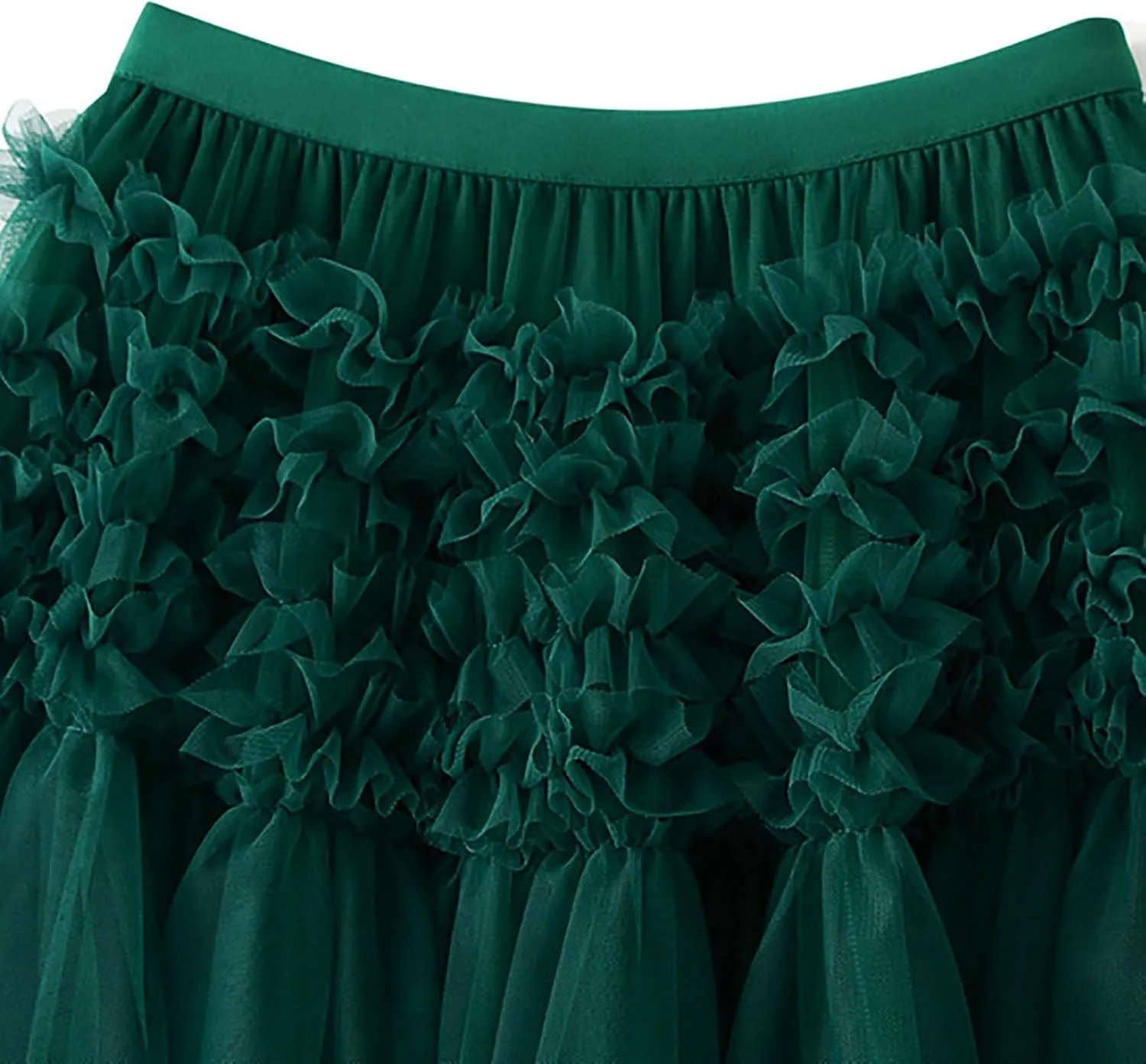 Tulle Skirts for Women Fairy Tutu Tiered Elastic Waist A Line Midi Skirt Casual Ruffles Layered Mesh Party Long Skirts