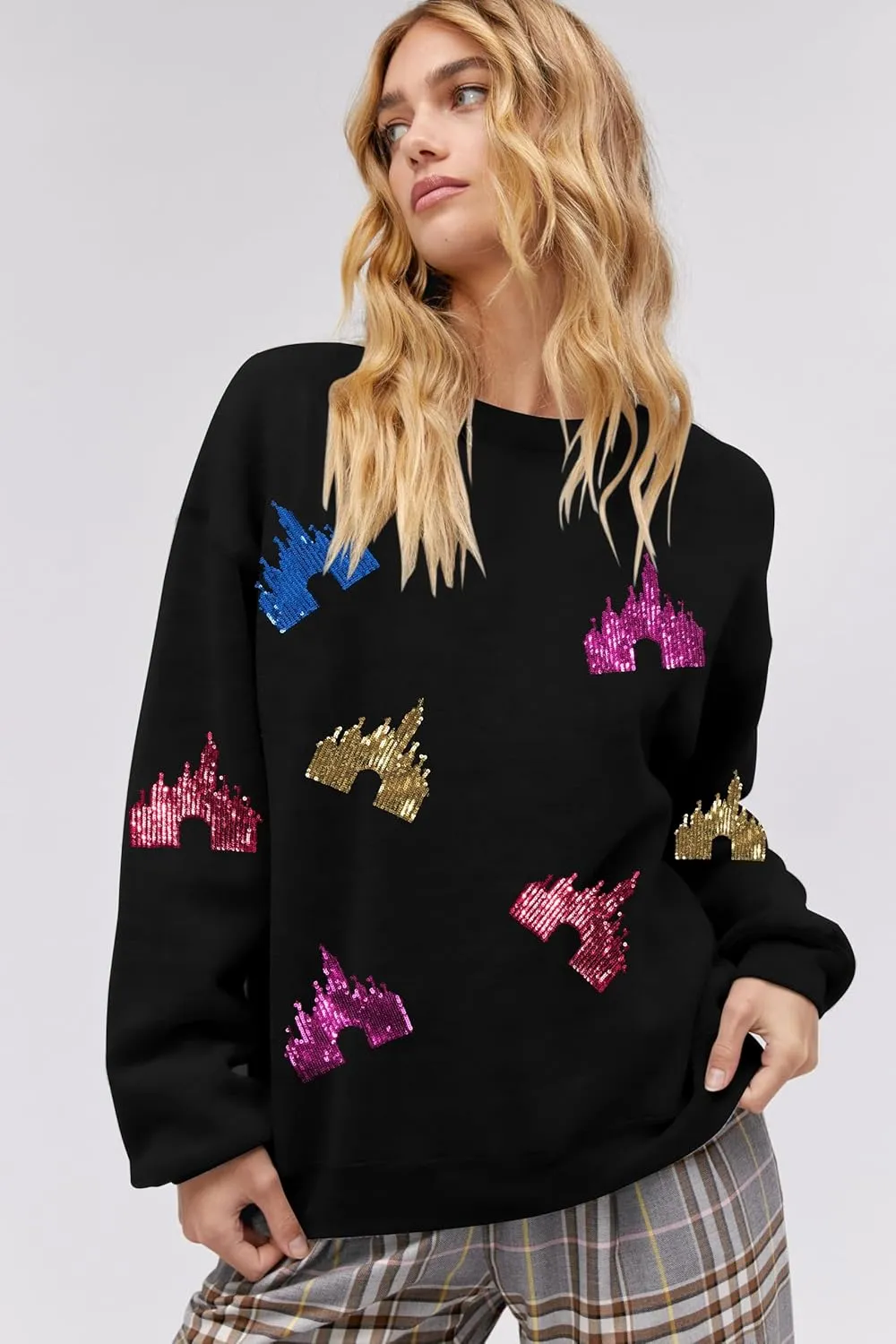 UNIQUEONE Bow Sweatshirt Womens Magic Kingdom Tee Shirt Colorful Pastel Bows Graphic Sweatshirts Oversized Holiday Pullover