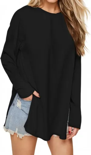 VNIRA Oversized T Shirts for Women Long Sleeve Loose Fit Casual Fall Tunic Top Basic Tee