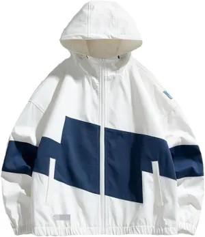Vsadsau Hooded Jacket Men Streetwear Men's Tops Hip Hop Color Stitching Harajuku Loose Zipper Jacket