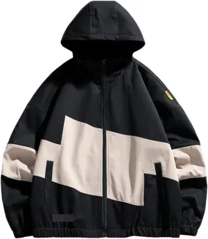 Vsadsau Hooded Jacket Men Streetwear Men's Tops Hip Hop Color Stitching Harajuku Loose Zipper Jacket