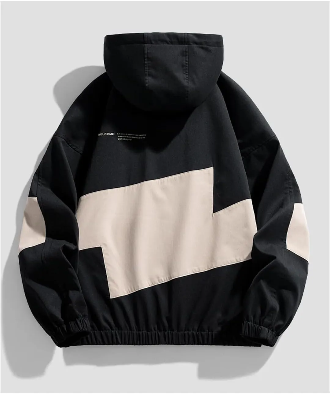 Vsadsau Hooded Jacket Men Streetwear Men's Tops Hip Hop Color Stitching Harajuku Loose Zipper Jacket