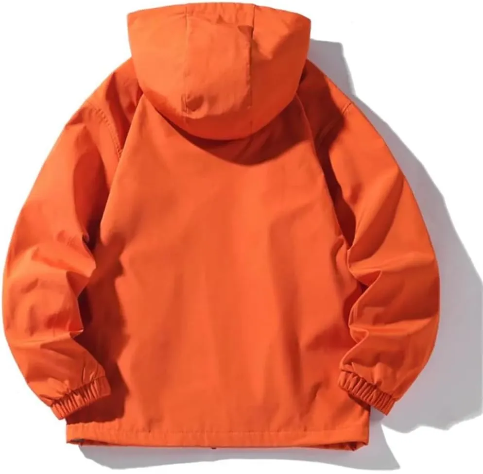 Vsadsau Hooded Jackets Men Hip Hop Zipper Solid Casual Coat Streetwear Outdoor Long Sleeve Jackets