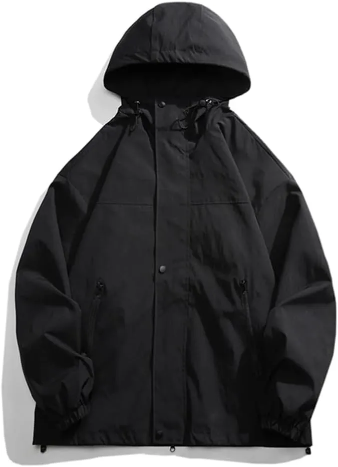 Vsadsau Hooded Jackets Men Spring Autumn Hip Hop Coat Solid Color Streetwear Casual Couples Jacket