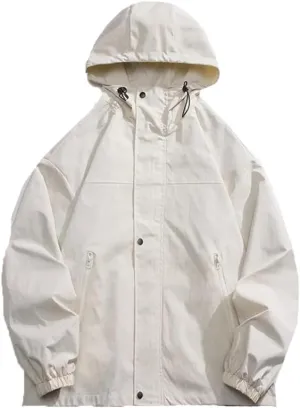 Vsadsau Hooded Jackets Men Spring Autumn Hip Hop Coat Solid Color Streetwear Casual Couples Jacket
