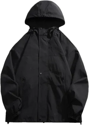 Vsadsau Hooded Jackets Men Spring Autumn Hip Hop Coat Solid Color Streetwear Casual Couples Jacket
