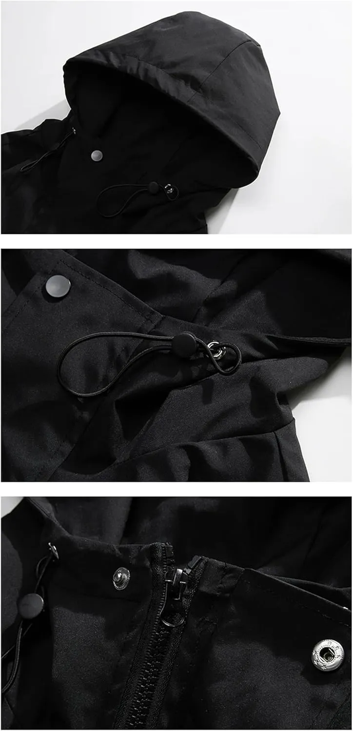 Vsadsau Hooded Jackets Men Spring Autumn Hip Hop Coat Solid Color Streetwear Casual Couples Jacket