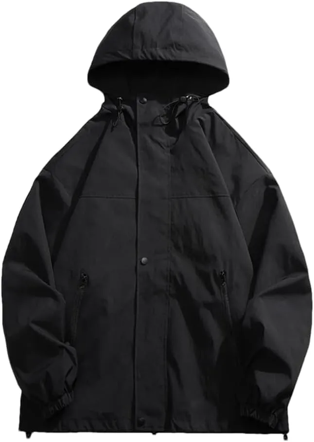 Vsadsau Hooded Jackets Men Spring Autumn Hip Hop Coat Solid Color Streetwear Casual Couples Jacket