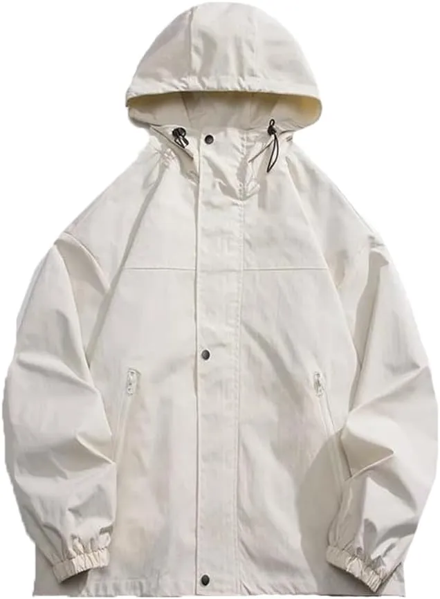 Vsadsau Hooded Jackets Men Spring Autumn Hip Hop Coat Solid Color Streetwear Casual Couples Jacket