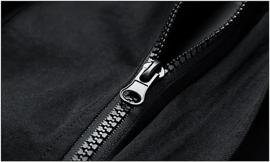 Vsadsau Hooded Jackets Men Spring Harajuku Hip Hop Print-Pocket Coat Streetwear Loose Casual Jacket