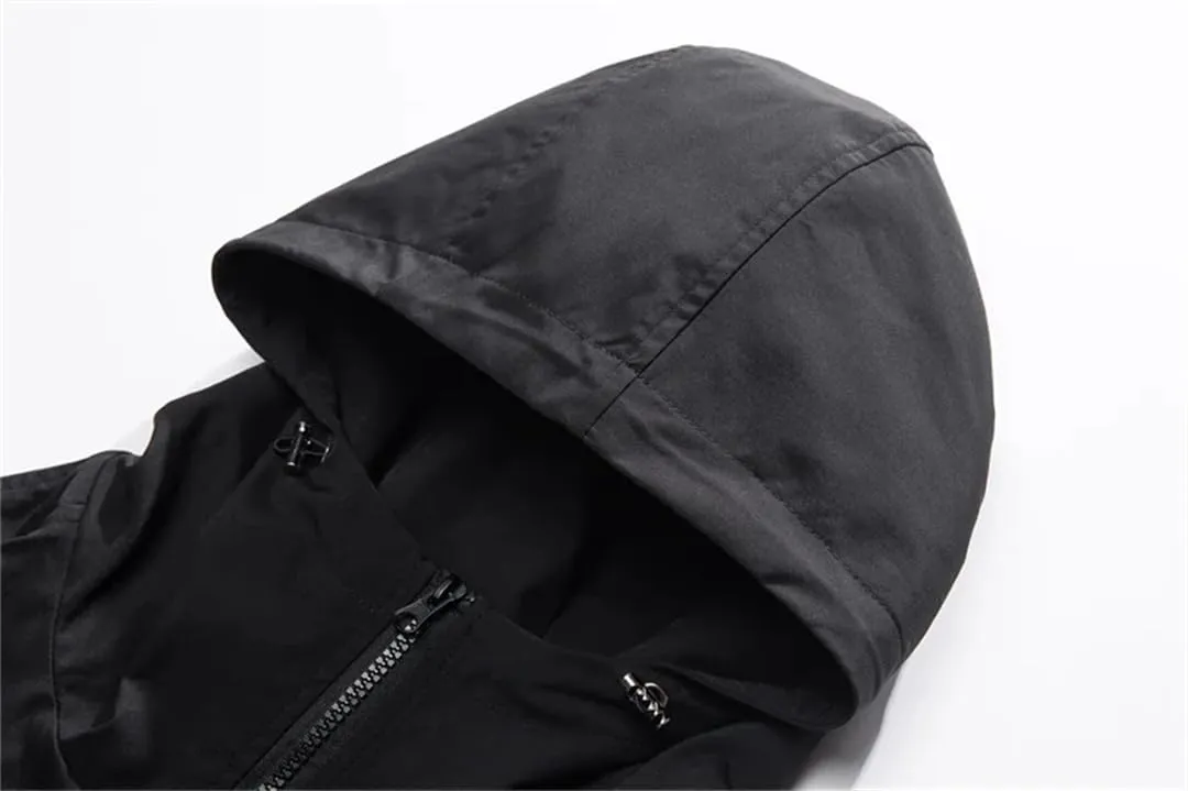 Vsadsau Oversized Hooded Jacket Harajuku Men Streetwear Hip Hop Solid Zipper Hiking Couple Coat
