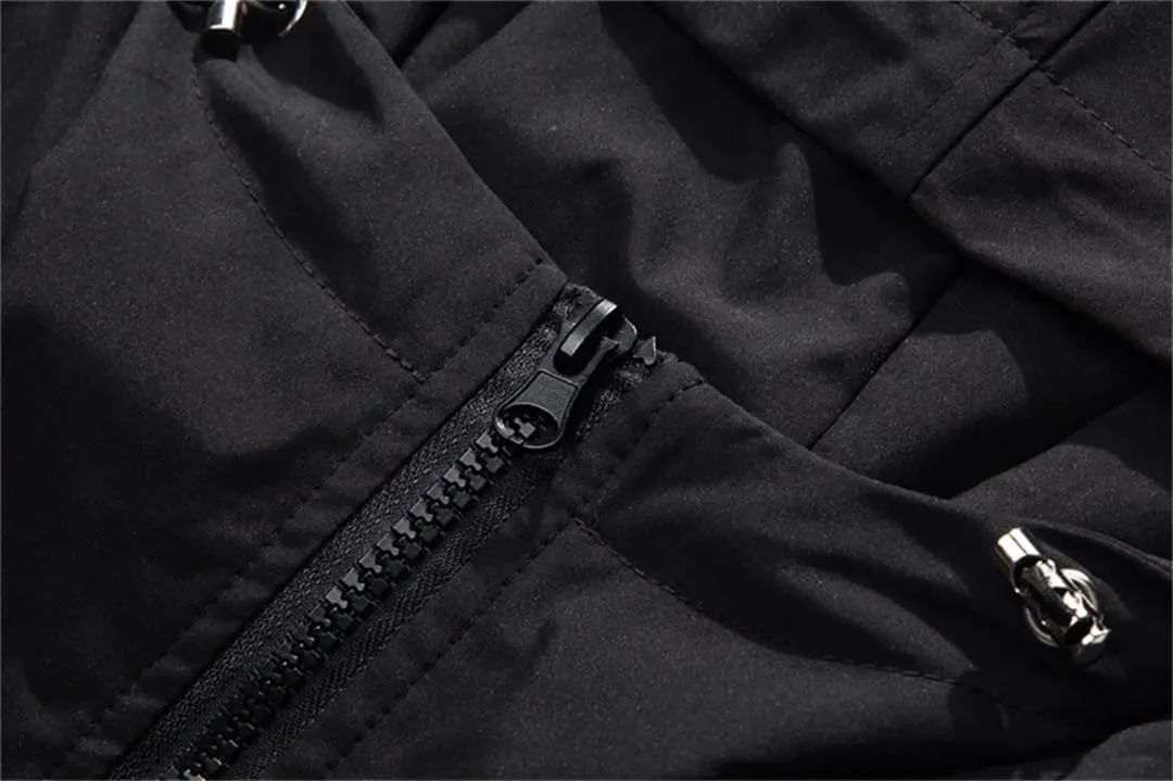 Vsadsau Oversized Hooded Jacket Harajuku Men Streetwear Hip Hop Solid Zipper Hiking Couple Coat