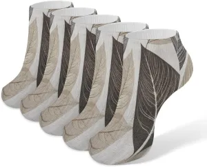 White Leaf Pattern 5 Pairs Ankle Socks Comfort Athletic Socks Low Cut Breathable Casual Sock for Unisex