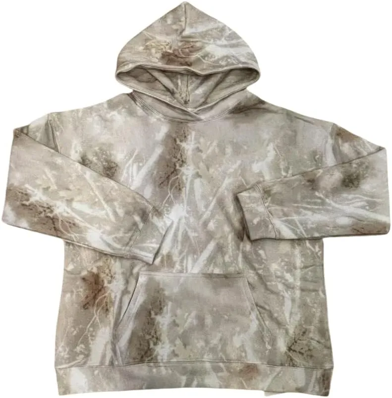 Women Camo Hoodies Maple Leaf Oversized Fleece Hooded Sweatshirt Loose Long Sleeve Pullover Top with Pocket Couple