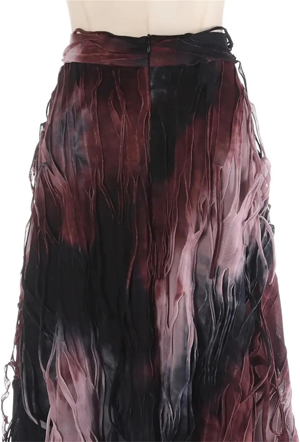 Women Gradient Tie Dye Long Skirt Retro A-Line Tassel Umbrella Skirts Party Wedding Clothing