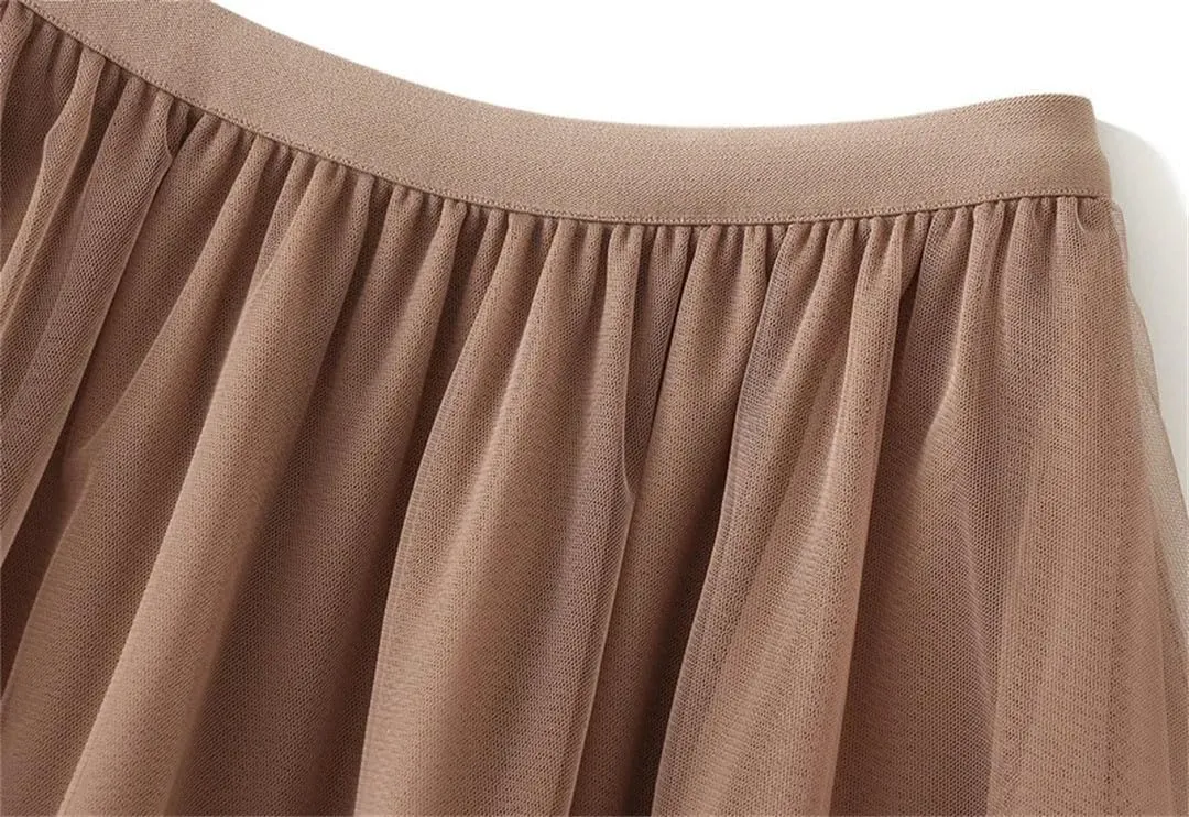 Women Loose FIT Big Swing Yarn Sweet Lace Pleated Edge Skirt