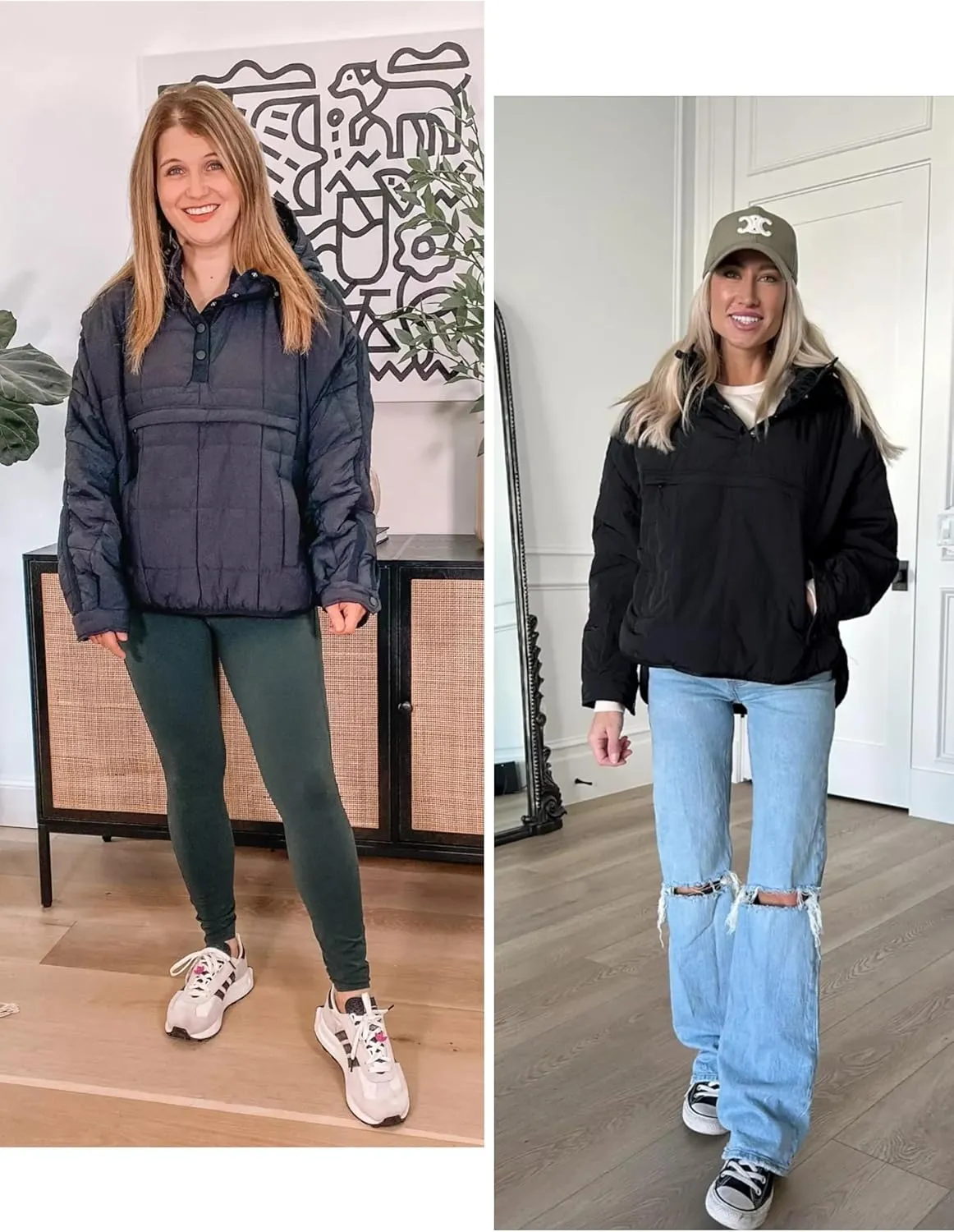 Women Packable Quilted Puffer Jacket Oversized Lightweight Pullover Coats Hooded Puffy Winter Jackets with Pockets