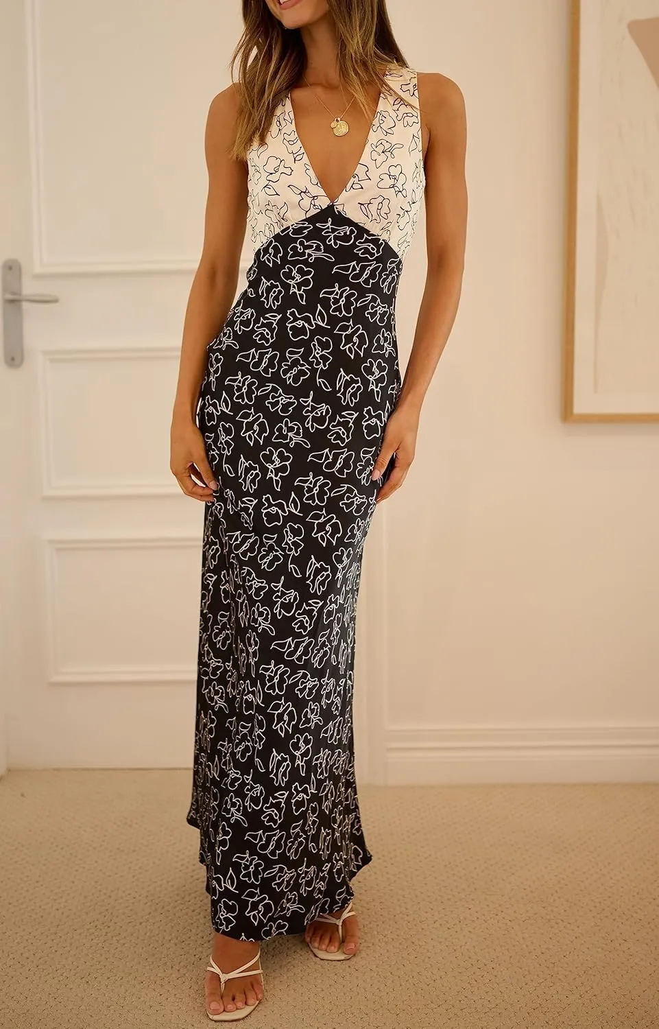 Women Sexy Spaghetti Strap Patchwork Maxi Dress Off Shoulder Hollow Out Long Dress Y2k Bodycon Backless Night Party Dress