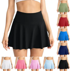 Women Tennis Skirt High Waisted Athletic Skorts with Pockets Flowy Pleated Mini Golf Skirts with Shorts Underneath