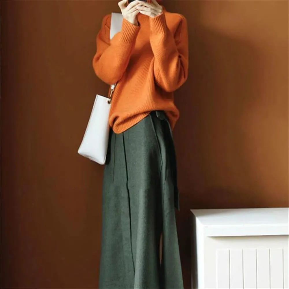 Women Turtleneck Sweater Thick Tops Winter Casual Warm Oversize Knit Pullover Jumper