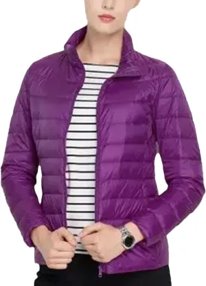Women Winter Ultra Light Slim Puffer Jacket Portable Windproof Down Coat