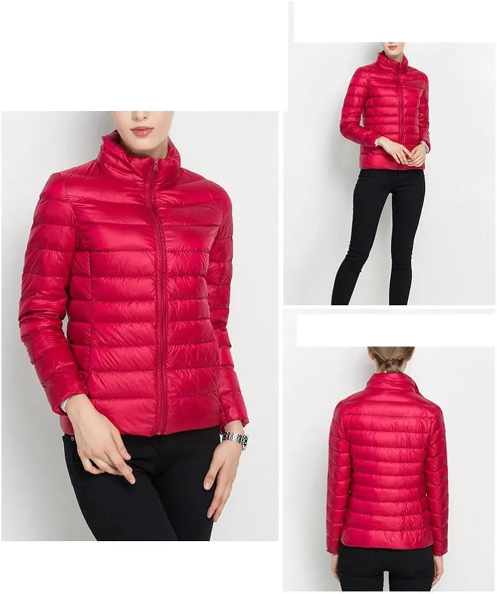 Women Winter Ultra Light Slim Puffer Jacket Portable Windproof Down Coat