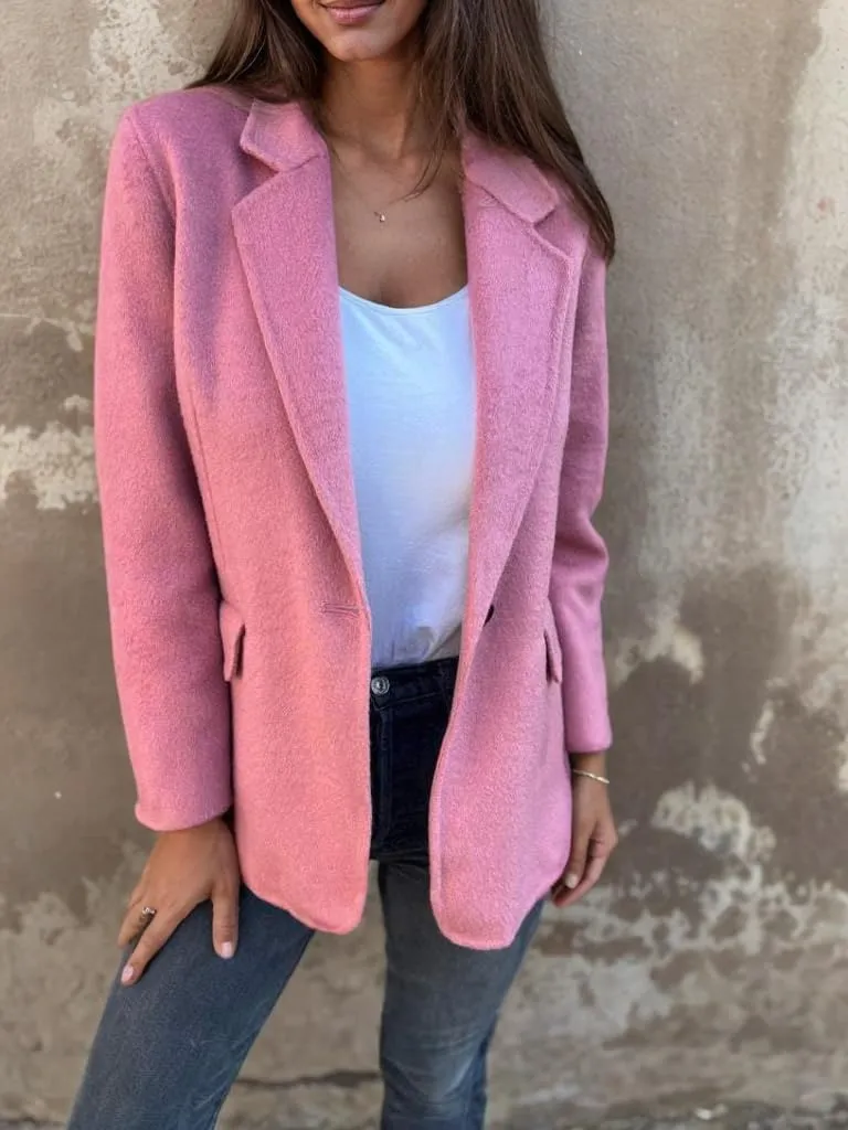 Women Wool Blend Shackets Jacket Lightweight Notched Lapel Open Front Tweed Blazer Pea Coats for Women 2024