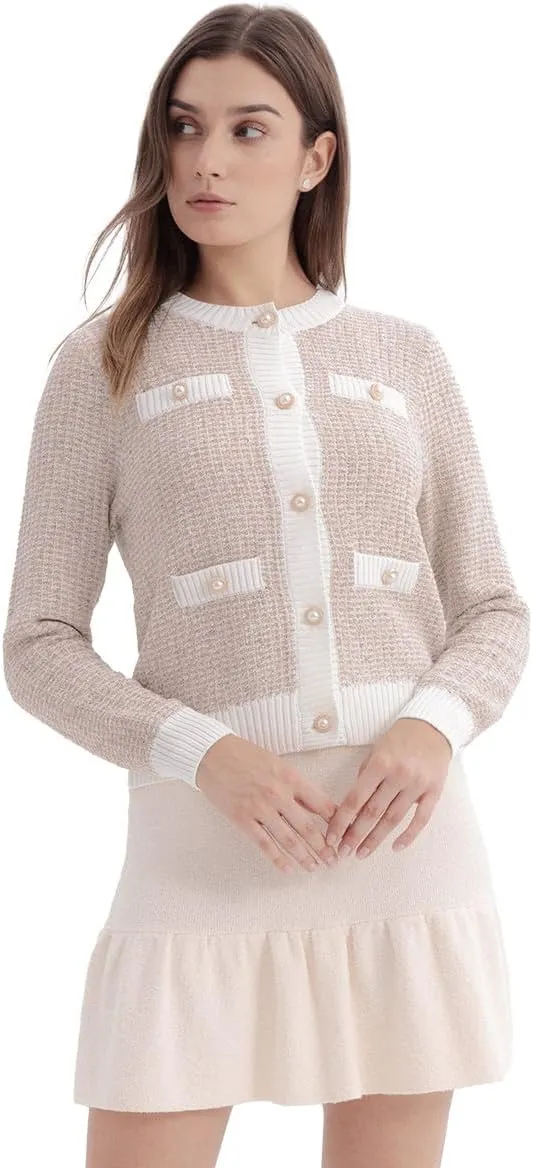 Women's Cardigan Sweaters Open Front Pearl Button Down Long Sleeve Casual Lightweight Knit Trendy Fall Outfits