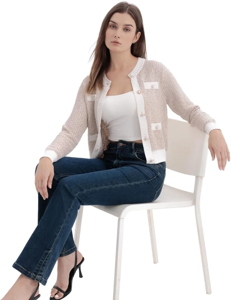 Women's Cardigan Sweaters Open Front Pearl Button Down Long Sleeve Casual Lightweight Knit Trendy Fall Outfits