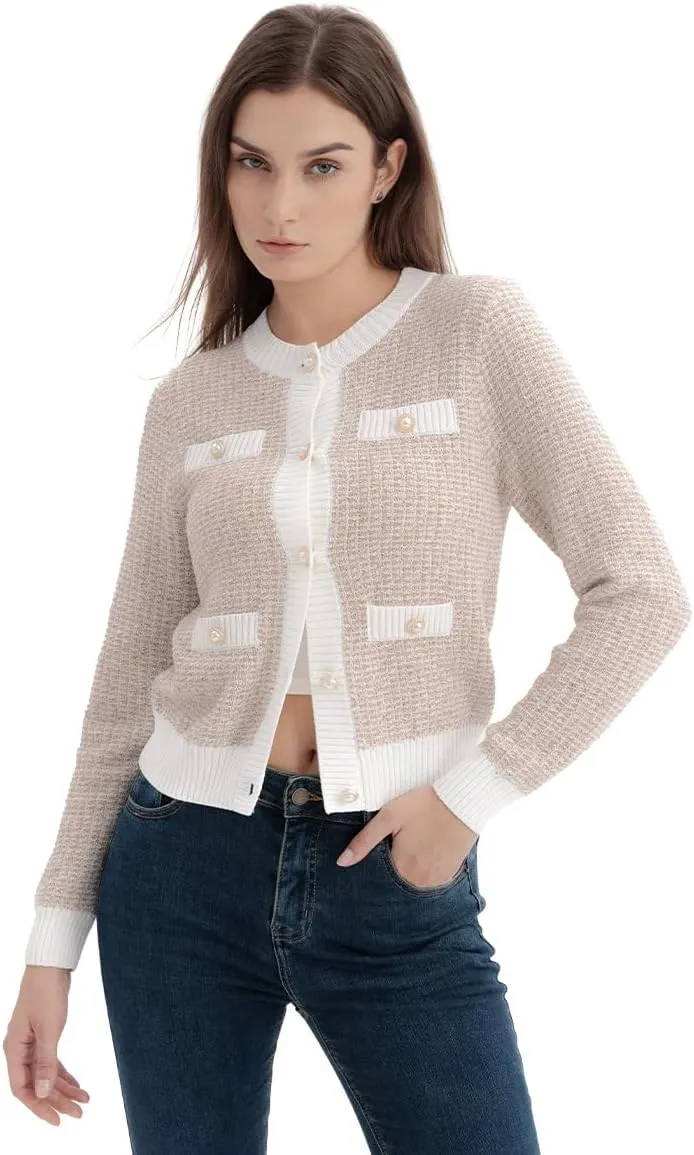 Women's Cardigan Sweaters Open Front Pearl Button Down Long Sleeve Casual Lightweight Knit Trendy Fall Outfits